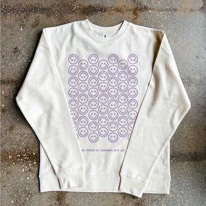 Beaconthreads purple smiley Christian message quote sweatshirt oversized